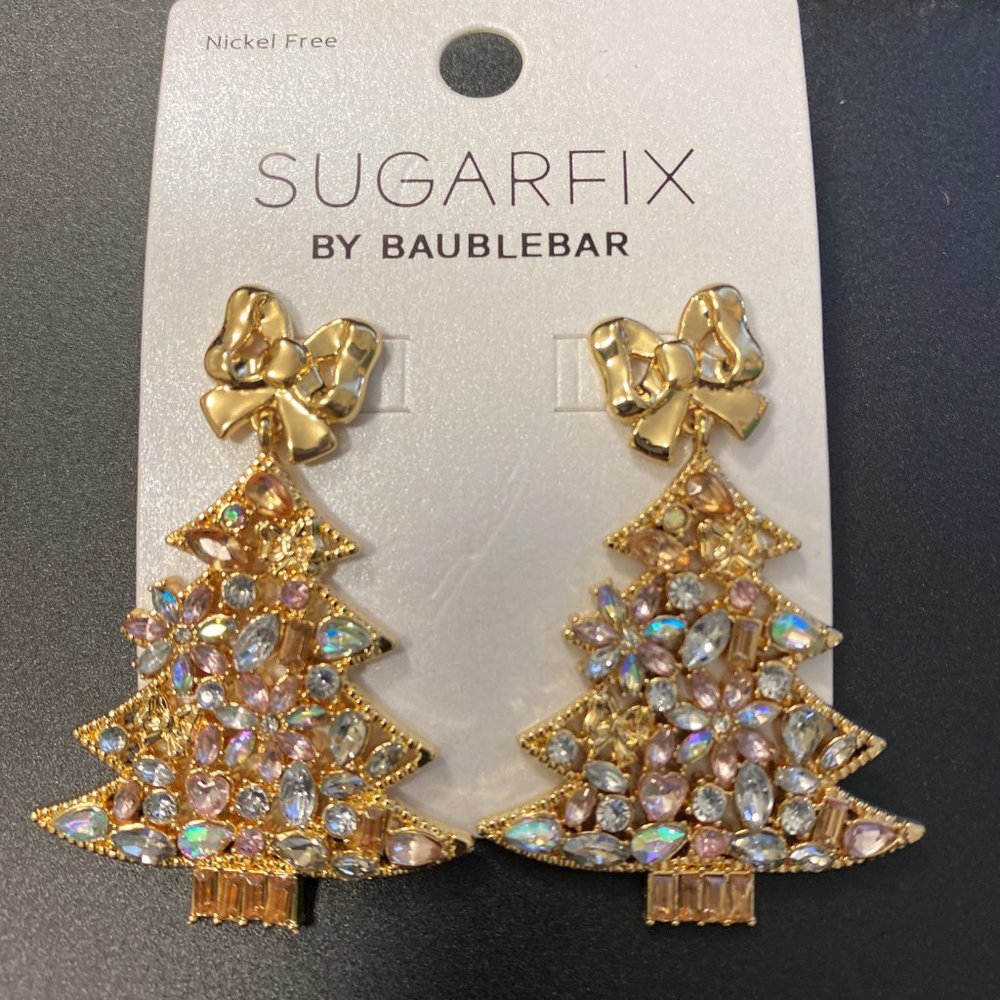 Women's Sugarfix by BaubleBar Earrings Christmas Tree Metallic Holiday Drop